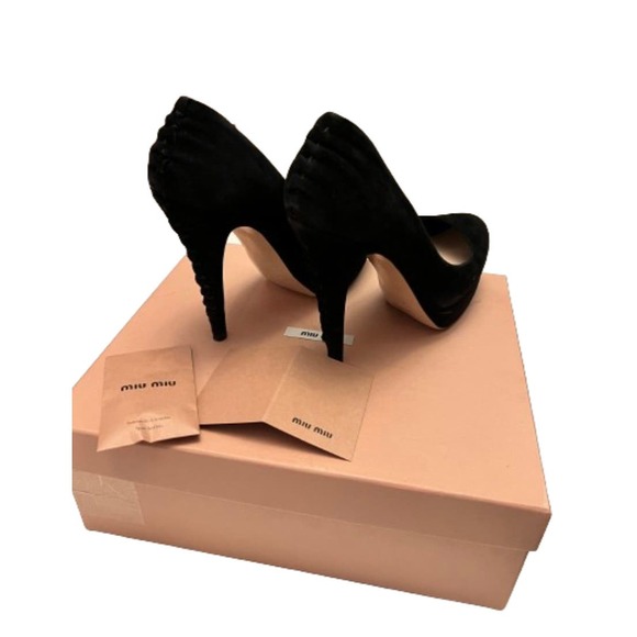 Miu Miu Black Suede Heels Gorgeous W/Box SZ 8.5 - Picture 4 of 4